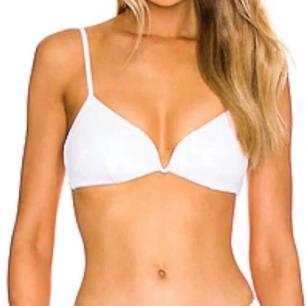 L*Space White Helena Ribbed Bikini Top